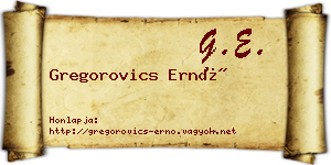 Gregorovics Ernő névjegykártya